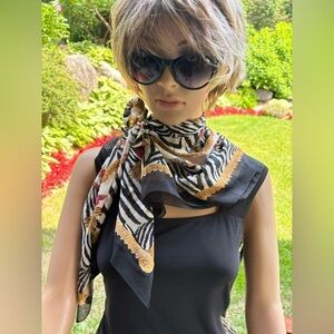 Simon Chang animal print scarf